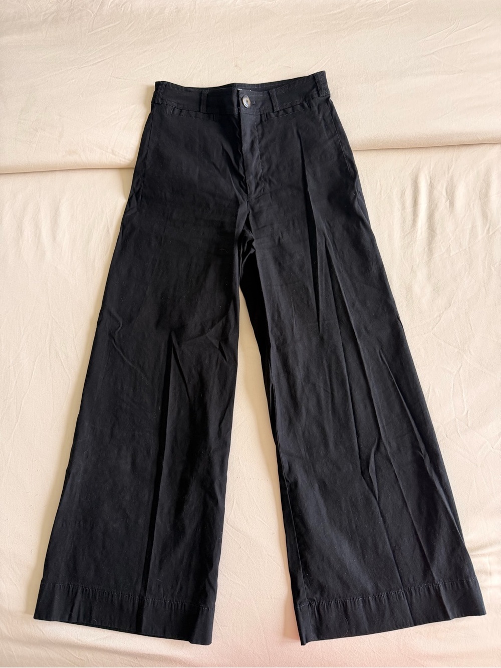 Anthropologie Maeve Black High-Rise Wide-Leg Cropped Trousers